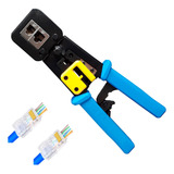 Alicate Crimp De Passagem Rj45   200 Conectores Rj45 Vazado