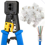 Alicate Crimpagem Cabo Rede + 100 Conector Rj45 Vazado