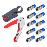 Alicate Crimpar   Descascador Cabo Rg6 Rg59   10 Plug Rg 6