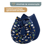 Almofada De Amamentação Para Bebe Travesseiro Super Macio Algodão Safari Azul Marinho