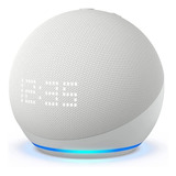 Amazon Echo Dot 5  Geração Com Assistente Virtual Alexa  Display Integrado   Glacier White 110v 240v