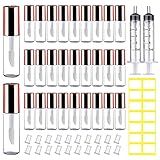 AMORIX 50 Peças De Mini Tubos De Brilho Labial Com Varinha Recipientes Vazios De Brilho Labial De 1 2 Ml  Frascos De Protetor Labial De Viagem Recarregáveis Para Amostras Com Seringas De 5 Ml  Base De