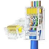 Ampcom Conector De Passagem Rj45 Cat6 Plugue Modular Banhado A Ouro Para Cabo Ethernet Sólido Ou Trançado Utp 23-26awg Pacote Com 100