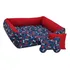 Ana Pet Ibitinga Cama Pet Para Cachorro Porte Médio 80x60 Tapete brinquedos Cor Ossinho Azul Com Vermelho