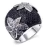 Anéis De Flores Brancas De Circón Negro Para Mulher Joyería