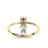 Anel 18k Pingente Cachorro Pedra Safira Diamante - Cor Ouro