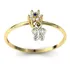 Anel 18k Redondo Borboleta Safira Diamante - Cor Ouro