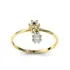 Anel 18k Redondo Pingente Trevo  Safira Diamante - Cor Ouro