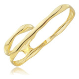 Anel Abstrato Dois Dedos Ajustavel Dourado Folheado