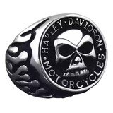Anel Aço Inox Harley Davidson Caveira Skull Motociclista Mc