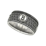 Anel Aliança Bitcoin Criptomoeda Em Prata 950 Exclusivo