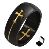 Anel Alianca Preto Crucifixo