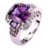 Anel Banhado Ouro Branco 925 Pedra Zirconia Lilas Azul Lindo
