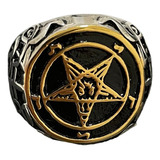 Anel Baphomet Pentagrama Invertido