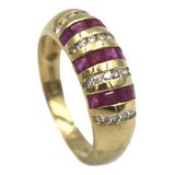 Anel Bombe Diamante Rubi