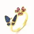 Anel Borboleta E Flor Cravejado Zirconia Banho Ouro 18k 2619