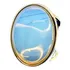 Anel Cabochão Pedra Da Lua Opalina Regulável Folheado À Ouro