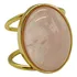 Anel Cabochão Regulável C/ Pedra Natural Folheado Ouro Cd 17