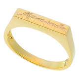 Anel Chapa Chapinha, Nome Gravado, Banhado A Ouro 18k