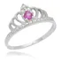 Anel Coroa De Princesa Prata 925 Kl Zircônia Rubi Rosé