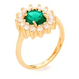 Anel Cristais Verde Folheado