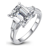 Anel D De Diamante Com Corte Esmeralda De 2 Quilates Para Mu
