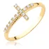 Anel De Cruz Com Pedras Em Ouro 18k As724