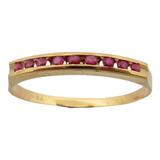 Anel De Ouro 18k Feminino 1161 Belíssimo Rubi Naturais 