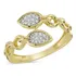 Anel De Ouro Duplo Elos Diamantes Brilhante Feminino Luxo