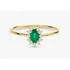 Anel De Ouro Esmeralda Solitario Diamante Delicado Feminino