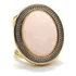 Anel De Quartzo Rosa Folheado Ouro E Ródio Regulável Cd 156