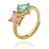 Anel De Zirconias Luxo