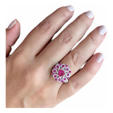 Anel Delicado Flor Rubi