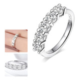 Anel Diamante Moissanita 4mm Feminino Prata 925 Certificado