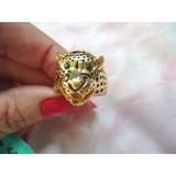Anel Dourado Cabeca Onca