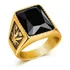 Anel Dourado Pedra Cristal Negra Tamanho Masculino Aço 316l