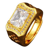 Anel Dourado Pedra Zirconia