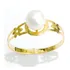 Anel Em Ouro 18k Com Flor Lateral E Pérola Natural 6mm