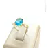 Anel Em Ouro 18k Oval 1cm Pedra Cor Topázio Azul E Zircônia