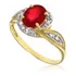 Anel Em Ouro Amarelo Com 8 Diamantes E Rubi Central 