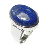 Anel Em Prata 950k Com Lápis Lazuli Oval 15x20mm A