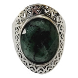 Anel Esmeralda Leitosa Oval