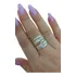 Anel Feminino 5 Filetes Prata 925 Com Aplique De Ouro