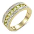 Anel Feminino Banhado Em Ouro Verde Peridoto Três Camadas