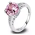 Anel Feminino Banho A Prata Topázio Brilhante Rosa Solitário