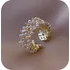 Anel Feminino Brilhante Perola Zircônia Banhado Ouro 18 K