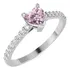 Anel Feminino Princesa Coração Rosa Em Prata 925 Legítima