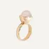 Anel Feminino Solitario Folheado Em Ouro 18k Quartzo Leitoso