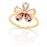 Anel Flor Cravejado Cristais