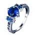 Anel Folheado Ouro Branco 18k Pedra Azul Safira Formatura